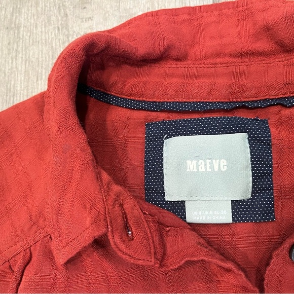 Maeve from Anthropologie Bloomsbury Tie Shirt Dress Women's 4 Rust Terra Cotta - Picture 9 of 10